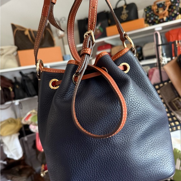 Dooney & Bourke Navy and Tan Leather Shoulder Bag - Picture 3 of 3